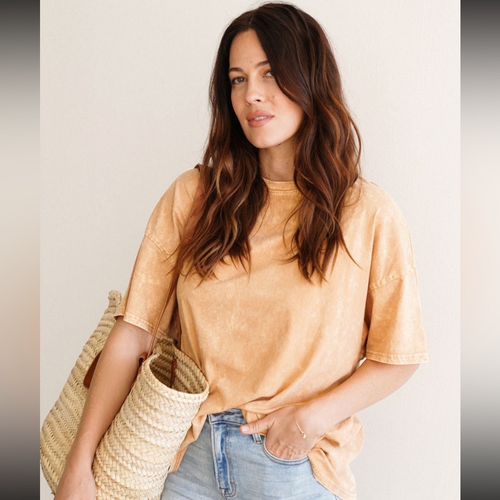 Carly Jean Ash Boyfriend Tee in Rust